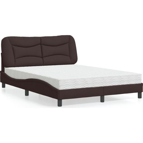 Bett mit Matratze "Hvar" Dunkelbraun 140x190 cm Stoff