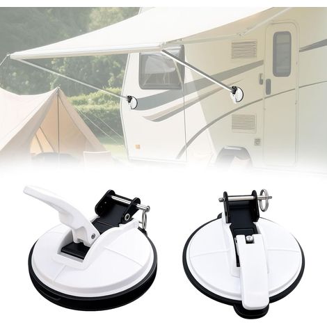 2 Pack White Awning Brackets - RV Awning Support Feet Fits T6 T5 T4 T6.1, Ford Nugget Vans, Motorhomes, Caravans and Motorhomes.