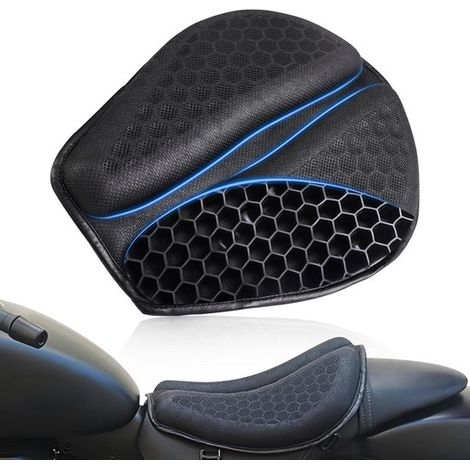 Cuscino per sella da moto pieghevole in gel, struttura a nido d'ape in gel 3D, allevia la pressione, assorbe gli urti e traspira per i lunghi viaggi, nero, taglia L (1/5)