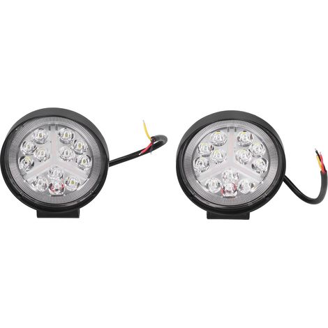Lot de 2 projecteurs de travail ronds de 10 cm (4 po) à DEL 6 000 K, 12-30 V, 160 W, IP68, universels pour camionnettes, camions et VUS tout-terrain (1/5)
