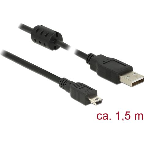 Delock cable usb 2.0 tipo-a macho  usb 2.0 mini-b macho de 1,5 m negro