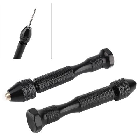 Mini foret à main en aluminium avec mandrin sans clé + 10 forets hélicoïdaux - Outils rotatifs pour le travail du bois (1/5)