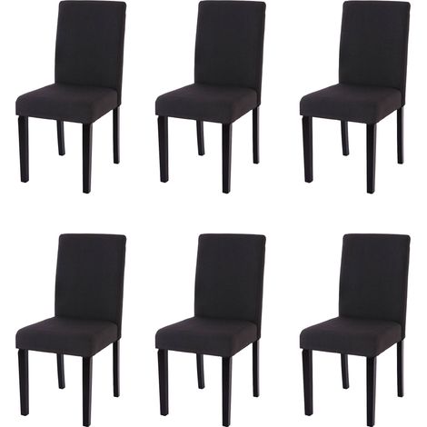 Lot de 6 chaises de séjour Littau, tissu noir, pieds foncés (1/5)