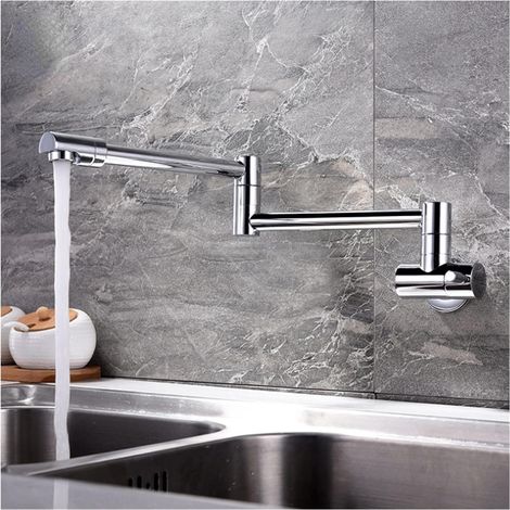 Robinet de cuisine remplisseur de pot Laiton levier unique rotation pliant blanchisserie piscine bec salle de bain cuisine robinet mural eau froide évier robinet Chrome/brossé ( Color : 1 UK , Size : (1/4)