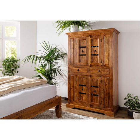 Schrank Akazie hellbraun lackiert 112x51x172 cm (BxTxH) montiert OXFORD 0402 (1/3)