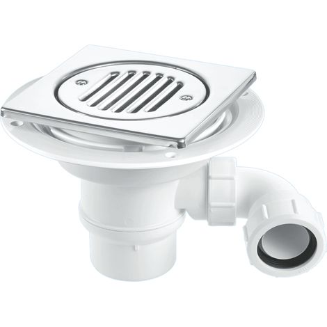 McAlpine TSG1T6SSSTW295 50mm Water Seal Trap with 1½" x 90° Swivel Multifit Outlet Bend, 150mm Square Polished Stainless Steel Tile with removable Grid and Securing Screws (1/2)