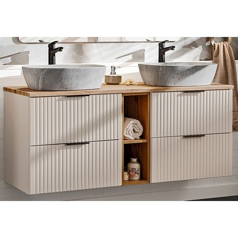 Waschtisch 140cm, in kaschmir und Eiche, ADELAIDE-56-CASHMERE (1/5)