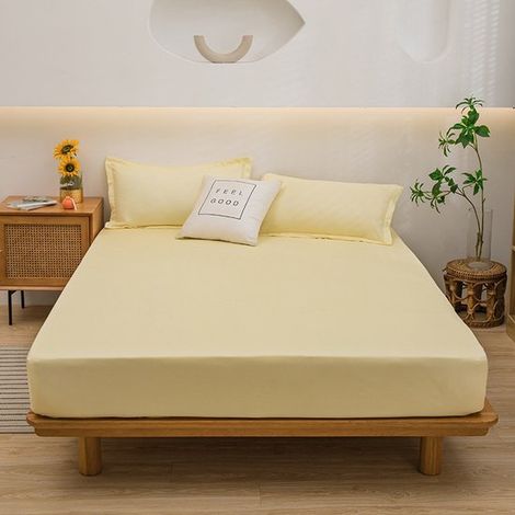 Sábana bajera ajustable, 160 x 200 x 30 cm, de algodón puro superfino, apta para colchones de hasta 30 cm de grosor, color verde claro (1/5)