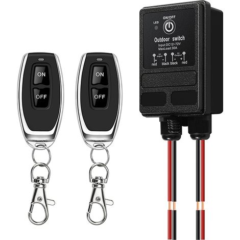 Interrupteur à distance,interrupteur Radio 12V,interrupteur à distance relais DC 12V/24V/48V/72V 30A pour alarme antivol,porte roulante,garde - corps,motocyclette,automobile.100 m de long (1/5)