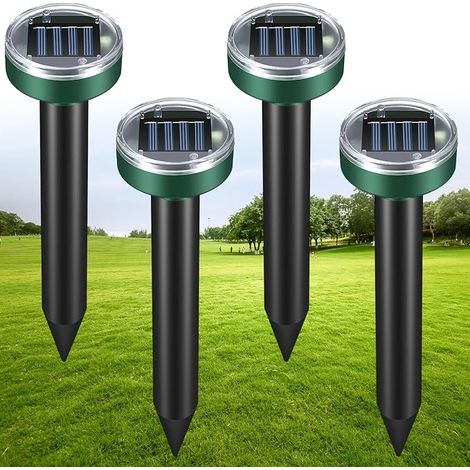 4Packs Solar Mole Repellent, Waterproof Ultrasonic for Anti Mole, Ultrasonic Mole Deterrents for Gardens Outdoor Yards Farms Lawns, Mole Traps Effectively Repel Moles/Voles/Gophers (1/4)