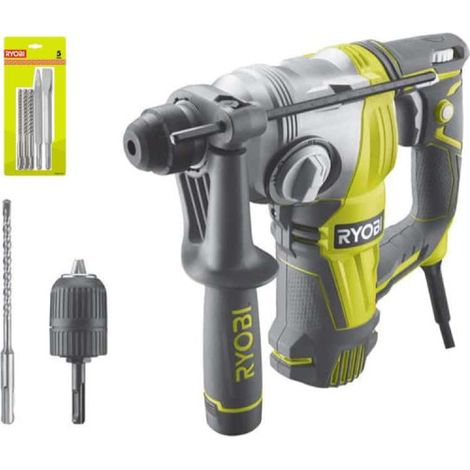 RYOBI SDSPLUS 800W Pacchetto Trapano a scalpello RYOBI SDSPLUS 800W - 4 modalità - RSDS800-KC - Set di 3 trapani RYOBI