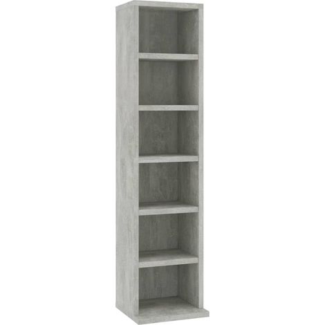 INLIFE Armoire à CD Gris béton 21x20x88 cm Aggloméré