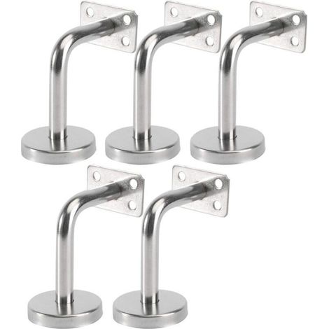 Lot de 5 Support Main Courante Inox - Murale Supports de Main Courante pour Escalier Exterieur Intérieur, Rampe Escalier Bois, Rail D'escalier (6x8x5cm/2.7x3.1x2.0in) (1/5)