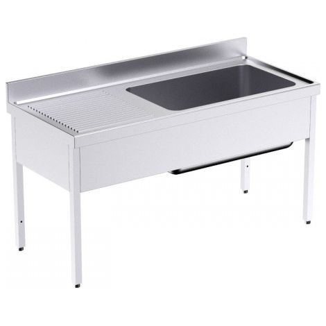 Plonge en Inox avec Bâti Grande Capacité Egouttoir à Gauche Gamme 700 - Distform