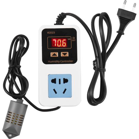 Régulateur d'hygrométrie électronique 110-220V 10A 1500W avec capteur précis, afficheur LCD 1 pouce, prise commandée murale pour humidification déshumidification incubateur serre (1/3)