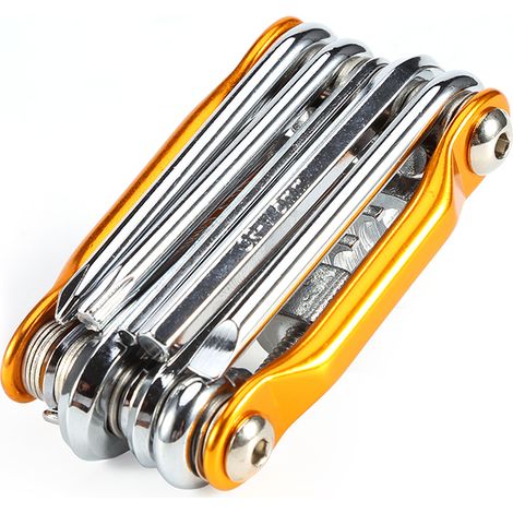 Kit 11-en-1 outils réparation vélo multifonction pliable poche clé à molette (1/5)