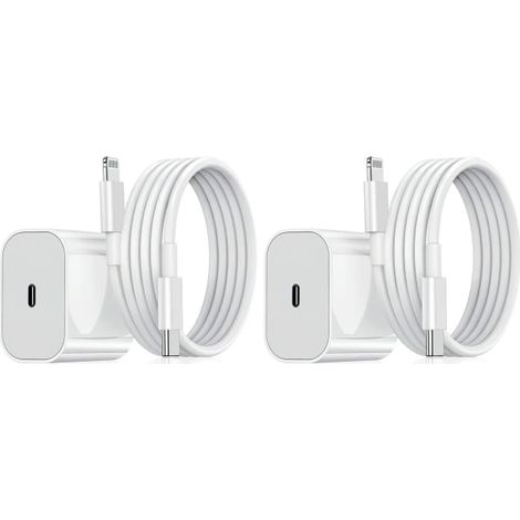 Lot de 2 chargeurs iPhone – Adaptateur de charge rapide + USB-C 20 W Blanc Lot de 2 chargeurs Samsung (20 W Blanc) Samsung (20 W Blanc) Samsung (20 W Blanc) Lot de 2 (1/5)