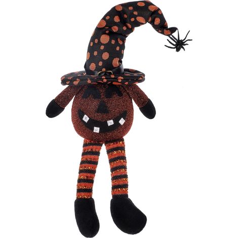 Peluche Citrouille d'Halloween, Poupée Citrouille Grimace Lumineuse, Décoration de Table ou Décoration de Fête, Cadeau