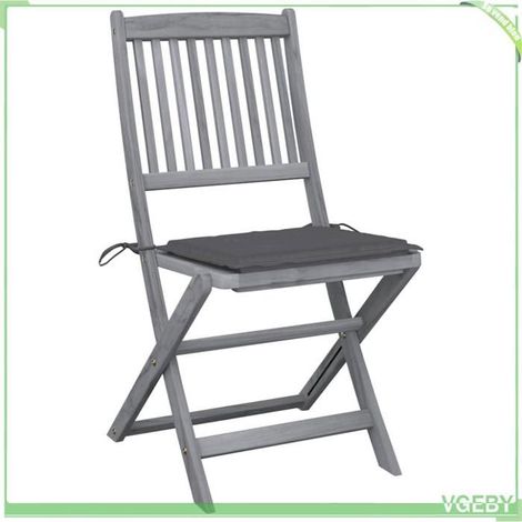 Chaise pliable de salle à manger - FAFEICY - 3064563 - Bois d'acacia massif - Coussins anthracite - Pliable, extérieur (1/5)