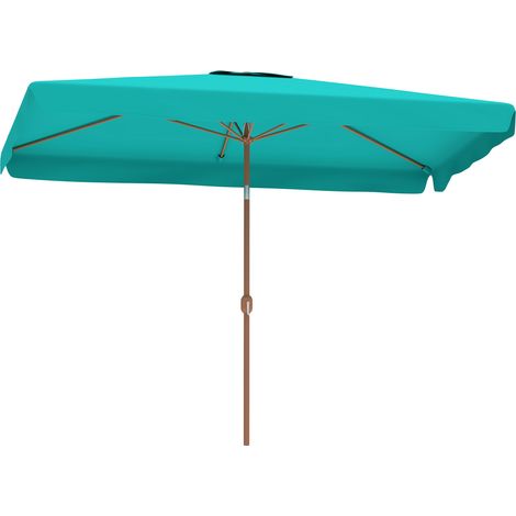 Outsunny Ombrellone da Esterno 2x3 m a Manovella e Inclinabile Anti UV Turchese