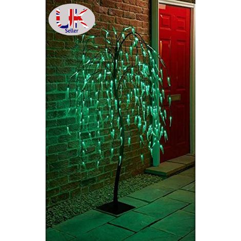 5 Ft Weeping Willow Tree 240 Green LED lights Christmas Decor Indoor Outdoor
