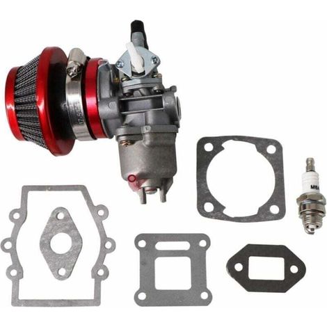 Carburateur de remplacement pour mini scooter de vélo de poche avec moteur 47cc 49cc 2 temps avec filtre à air et joint et bougie d'allumage (1/3)
