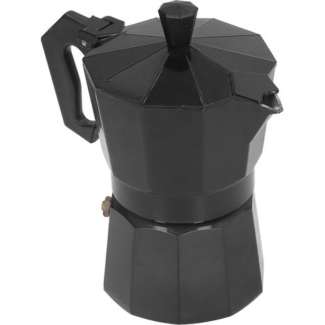 Cafetière italienne Moka 150 ml (3 tasses), en aluminium noir, idéale pour les amateurs de café et de thé. (1/5)