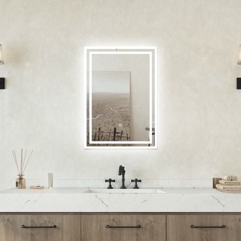 Specchio bagno Rettangolare 50x70cm Retroilluminato Con Led, Antiappannamento + 3 Luci (1/5)