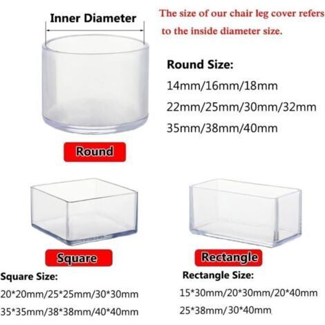 Lot de 16 protections rectangulaires en silicone pour pieds de chaise, pieds de meubles, tables mobiles, capuchons de pieds de tabouret pour éviter les rayures sur le plancher en bois dur et réduire