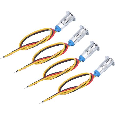 4 Pièces LED Métal Cathode Commune 8mm 12-24V Rouge Jaune pour Équipements Industriels (1/5)