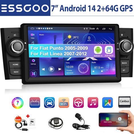 DAB+ Autoradio pour Fiat Linea 2007-2011 Punto 2005-2009, 7'' Android 14 2G+64G avec CarPlay sans Fil/Android Auto GPS Navi Bluetooth WLAN FM RDS - 2+64G DAB+ (1/5)