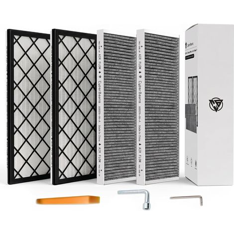 Lot De 4 Kit Filtre HEPA + Filtre À Charbon Pour Model Y  Remplacement De La Climatisation De L'Habitacle Avec Charbon Actif 2020-2025 2026 (Uniquement et ) (1/5)