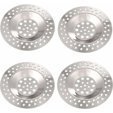 Filtre evier inox 4 Pièces Filtre Lavabo de Décharge en Acier Inoxydable Filtre Evier Ccuisine Bouchon Évier de Bonde Avabo pour Cuisine et Salle de Bain de Douche Diamètre 75mm (1/4)