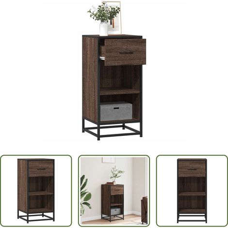 Buffet industriel - Buffet chêne marron 35,5x35x76 cm bois d'ingénierie et métal (1/5)
