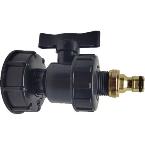 SABIR Adaptateur IBC, accessoires pour réservoir IBC S60X6 - Kits de fixation pour tuyau d'arrosage avec poussoirs (S60 x 6 + vanne + fixation 1,9 cm) (1/5)