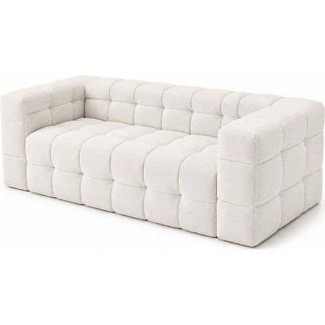 Wevalley Canapé 2 Places Chenille Blanc au Sol - Mousse à Mémoire de Forme - Canapé Fixe Confortable sans Assemblage (1/5)
