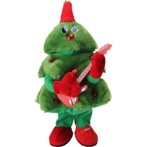 Singender und tanzender Weihnachtsbaum, 8 Anti-Stress-Lieder, elektrischer Weihnachtsbaum, leuchtendes Plüschtier für Kinderbetten und -tische, Gitarren-Weihnachtsbaum (1/5)
