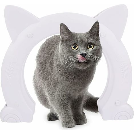 (White, 22.5 x 27 x 5.5 cm) Cat door, large cat flap, ABS plastic cat flap, cat flap for hollow core PVC interior doors or solid interior doors, cat flap for small cats (1/5)