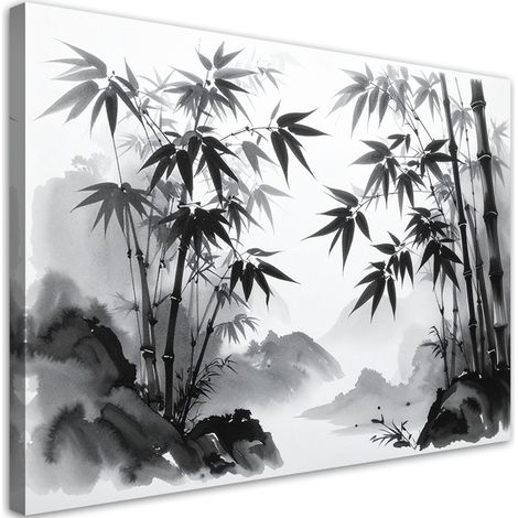 Tableau déco Montagnes de bambous Peinture japonaise de paysage 100x70 (1/4)