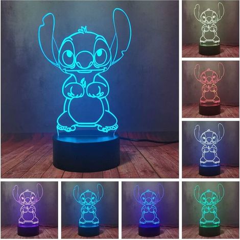 YMYNY Veilleuse LED Dessin Animé Anime Stitch Chiot Poupée Créative 3D Lampe De Table Flash Lumières De Lave Bébé Sommeil Éclairage Maison Chambre Art Décor Enfant Cadeau D'anniversaire (1/4)