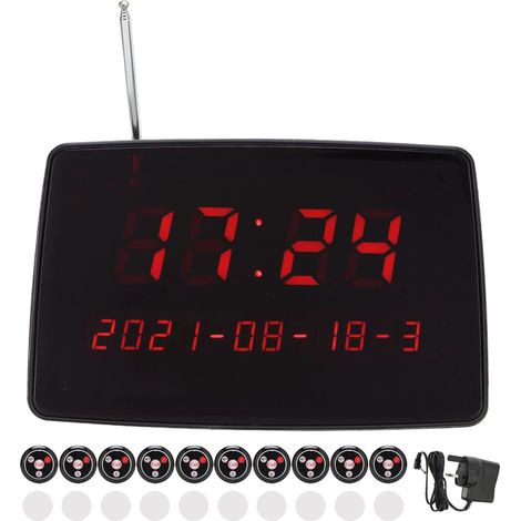 Système d'appel clientèle sans fil 10 pagers, porte-gobelets vibreurs 110-240V prise UK, pour restaurants hôtels bars (1/5)