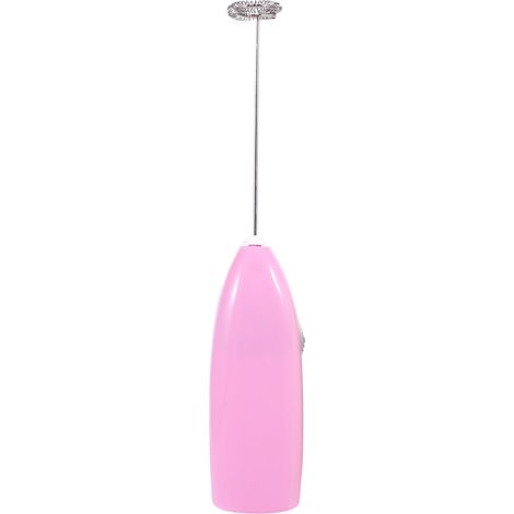 Mousseur à lait électrique à manche, fouet multifonction rose pour café, boisson, œufs et cuisine