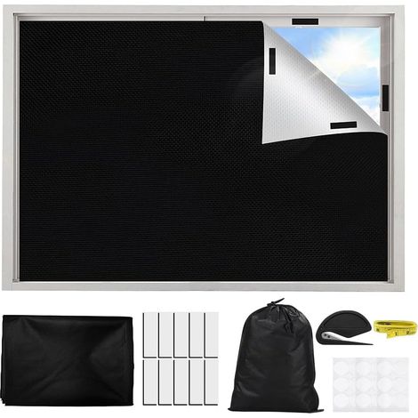 Tenda oscurante senza foratura, tenda oscurante per finestra 200x146 cm, pellicola oscurante termica, tenda oscurante portatile al 100% con velcro, protezione solare per la cameretta del bambino, uffi (1/5)