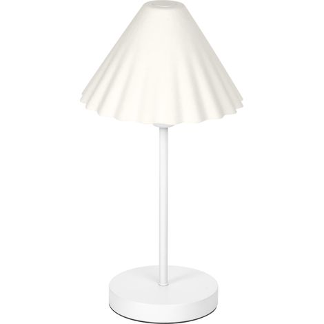OSRAM Lampe à poser Decor Pulp blanche en métal et papier mâché, E14, gradable, diamètre 218 mm, abat-jour en matériau recyclé, durable grâce à sa source lumineuse remplaçable, montage simple (1/5)
