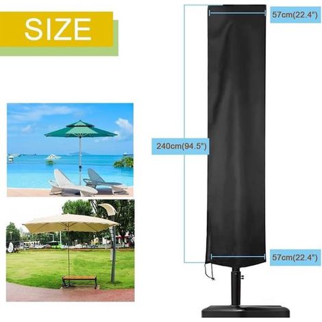 Funda para sombrilla - Oxford 210D - 240x57x57cm - Negra (1/5)