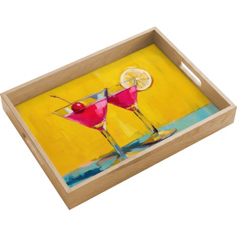 BANDEJA Vasos - Cóctel - Limón - Cereza 40x30 cm
