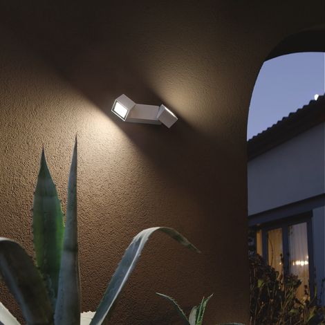 Applique per esterni a 2 Luci LED in alluminio Bianco e diffusore in vetro STEVE 28x11 cm (1/2)