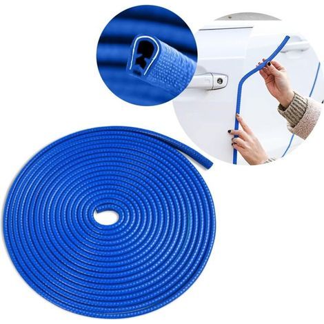 Protection Portiere Voiture, Joint Caoutchouc de Protection Automobile, Protecteurs de Bords en Aluminium pour Portes de Voiture, Universel Accessoires d'extérieur de Véhicule (Bleu/5M) (1/5)