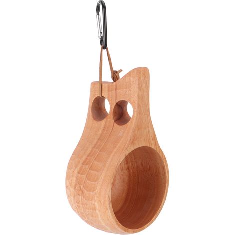 Tasse en bois 200 ml portable style nordique pour lait café avec mousqueton accroche pour maison extérieur lot de 1 (1/5)
