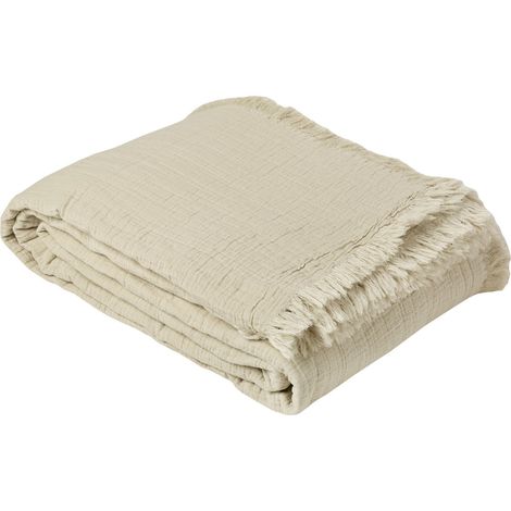 Dessus de lit gaze de coton Gris Galet 230x250 cm